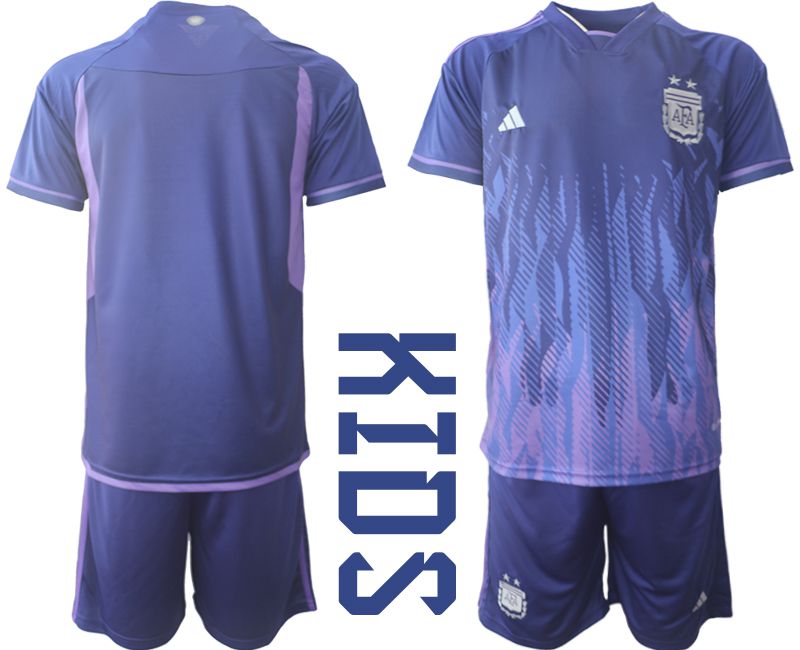 Youth 2022 World Cup National Team Argentina away purple blank Soccer Jersey->youth soccer jersey->Youth Jersey